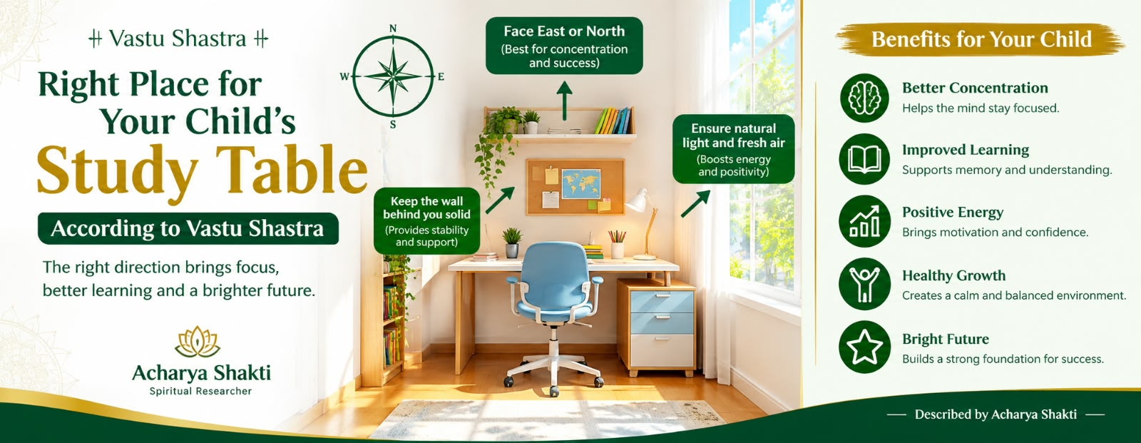 Child's Study Table vastu  : Right Direction and Placement